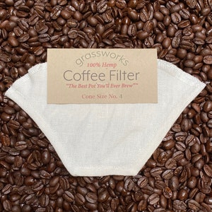 Filtro per caffè in tessuto di canapa biologico al 100%, riutilizzabile, cono da 4, "La migliore caffettiera che tu abbia mai preparato" ™