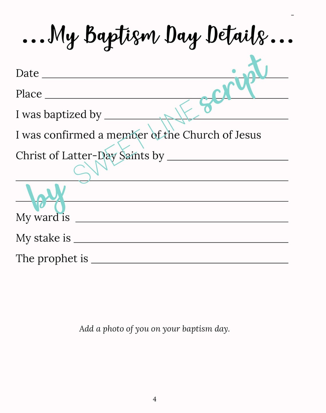 Baptism Journal Script Edition Etsy