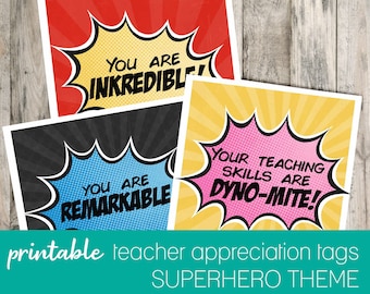 Teacher Appreciation Tag Set- Superhero Theme