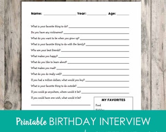 Yearly Birthday Interview Sheet