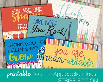 Teacher Appreciation Tag Set- Stripe Theme
