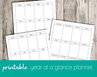 Year at a Glance Planner Printable