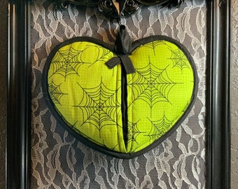 Halloween Lime Green Spider Web Pot Holder