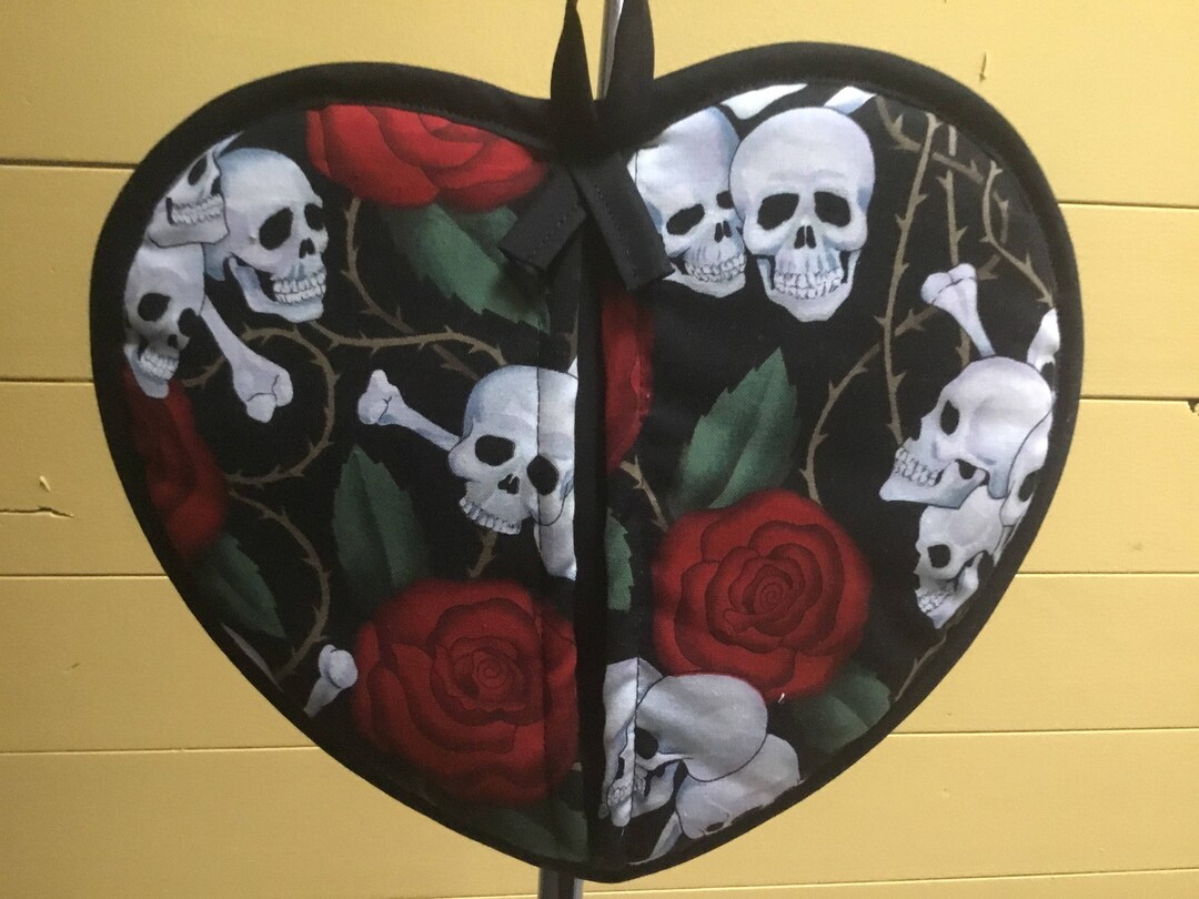 Skull Box With Roses Skull & Roses Pot Holder - Etsy