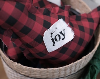 Buffalo Plaid Christmas Tree Throw Pillow - "joy"