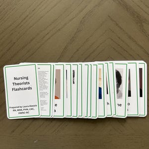 Consegna di schede didattiche stampate e ritagliate per teorici infermieristici per gli esami di certificazione di Nurse Coach e/o Holistic Nurse Board