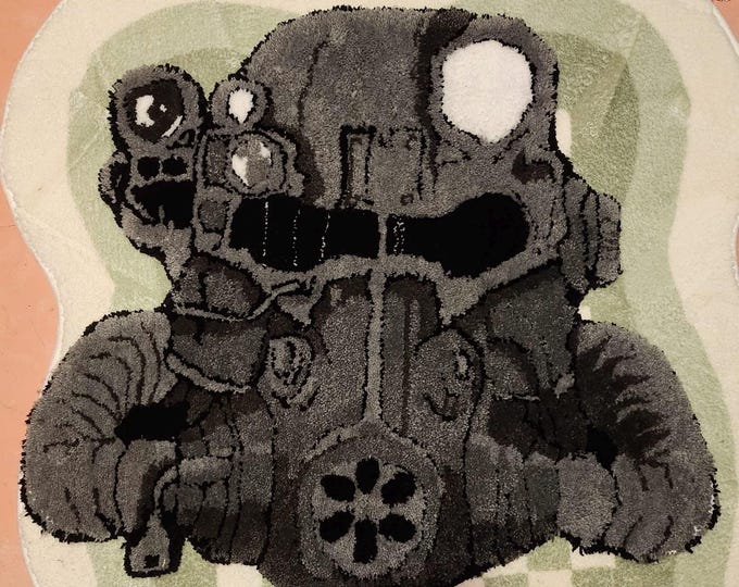 Hand Tufted Fallout 3/4/76 T45 Power Armor Helmet Rug - Etsy
