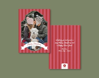 Christmas Photo Card Template | Holiday Family Photo Card | Editable Canva Christmas Template | Classic Christmas Card