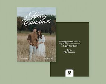 Christmas Photo Card Template | Holiday Family Photo Card | Editable Canva Christmas Template | Classic Christmas Card