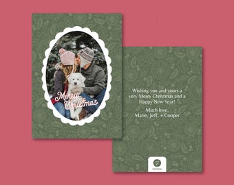 Christmas Photo Card Template | Holiday Family Photo Card | Editable Canva Christmas Template | Classic Christmas Card