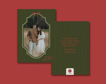 Christmas Photo Card Template | Holiday Family Photo Card | Editable Canva Christmas Template | Classic Christmas Card