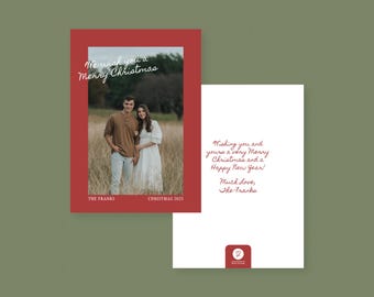 Christmas Photo Card Template | Holiday Family Photo Card | Editable Canva Christmas Template | Classic Christmas Card