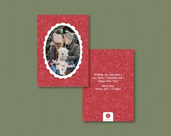 Christmas Photo Card Template | Holiday Family Photo Card | Editable Canva Christmas Template | Classic Christmas Card