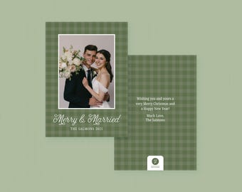 Christmas Photo Card Template | Newlywed Photo Card | Editable Canva Christmas Template | Married Christmas Card | Just Married Card