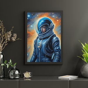 Astronaut Pulp Art Poster Print | Retro Futuristic Sci-Fi Space Warrior | Wall Decor | Vintage Sci-Fi | Mid-Century Modern Art