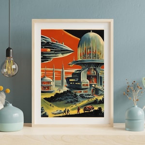 Retro Futuristic House | Sci-fi Architecture Art Print | Poster Wall Decor | Architect Gift | Digital Download