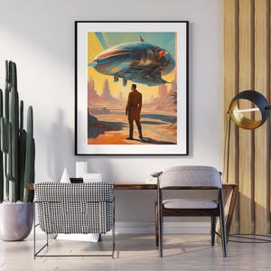 Vintage Sci-Fi | Retro Futuristic Sci-Fi Space woman Warrior | Astronaut Pulp Art Poster Print | Wall Decor | Mid-Century Modern Art