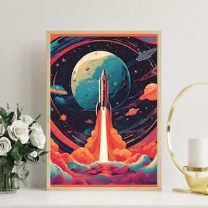 Vintage Sci-Fi Magazine Art | Retro Magazine Art | Science Fiction Wall Art | Digital Download