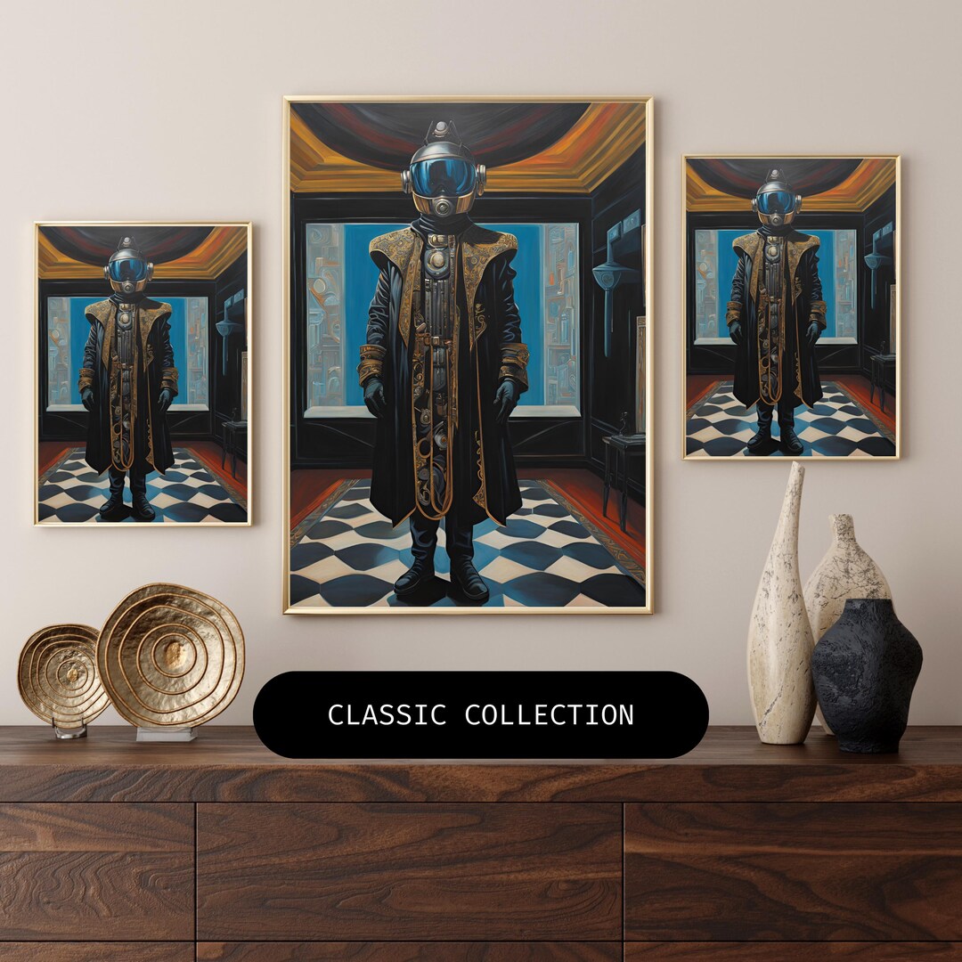 Retro Futuristic Sci-fi Space Warrior Astronaut Pulp Art Poster Print ...