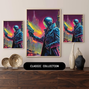 Retro Futuristic Sci-Fi Space Warrior Astronaut Pulp Art Poster Print | Vintage Sci-Fi | | Wall Decor | Mid-Century Modern Art