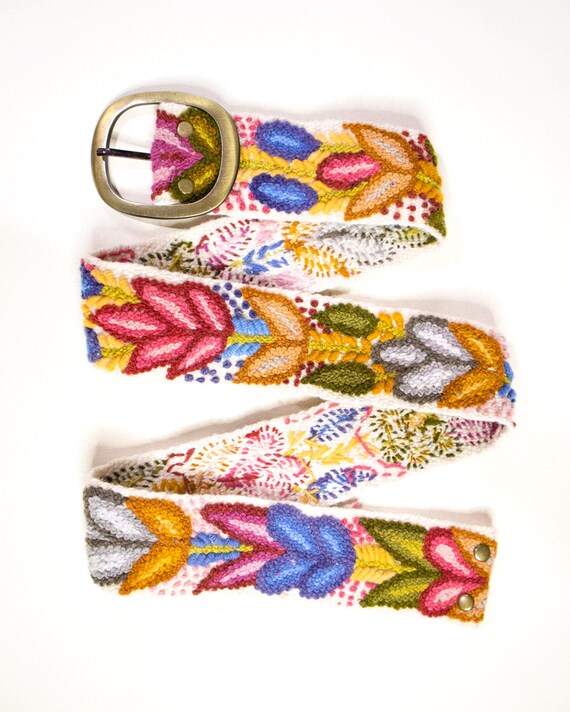 Peruvian Embroidered Belt, Organic Floral Woven Belts  display picture 2