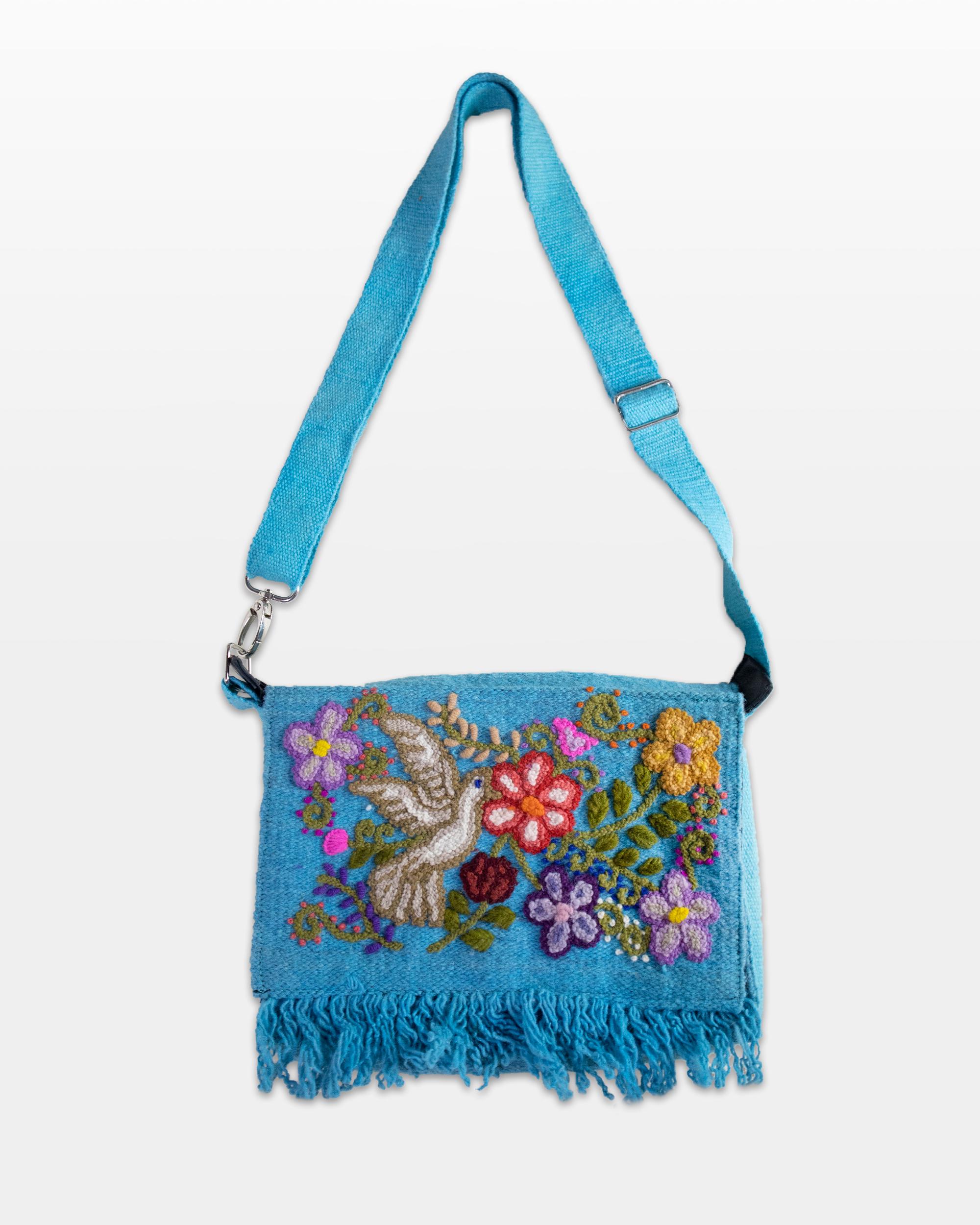 Handcrafted Turquoise Embroidered Peruvian Backpack 100 