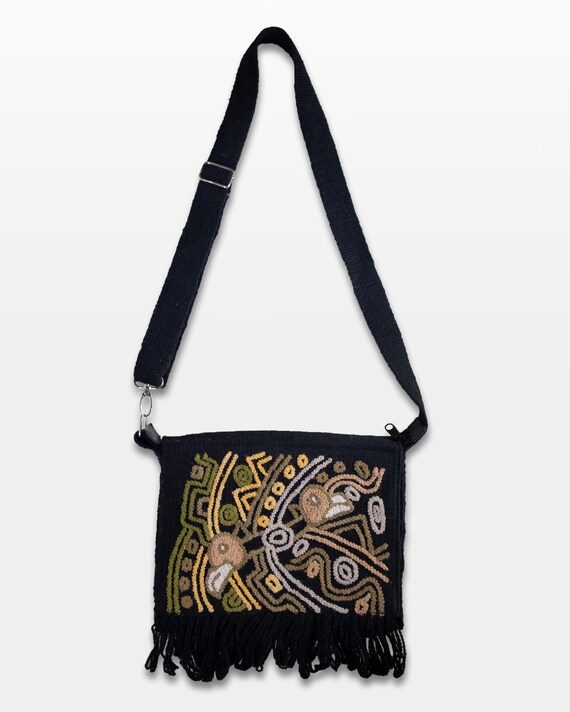 Peruvian Unisex Black Wool Backpack With Iconographic  display picture 1