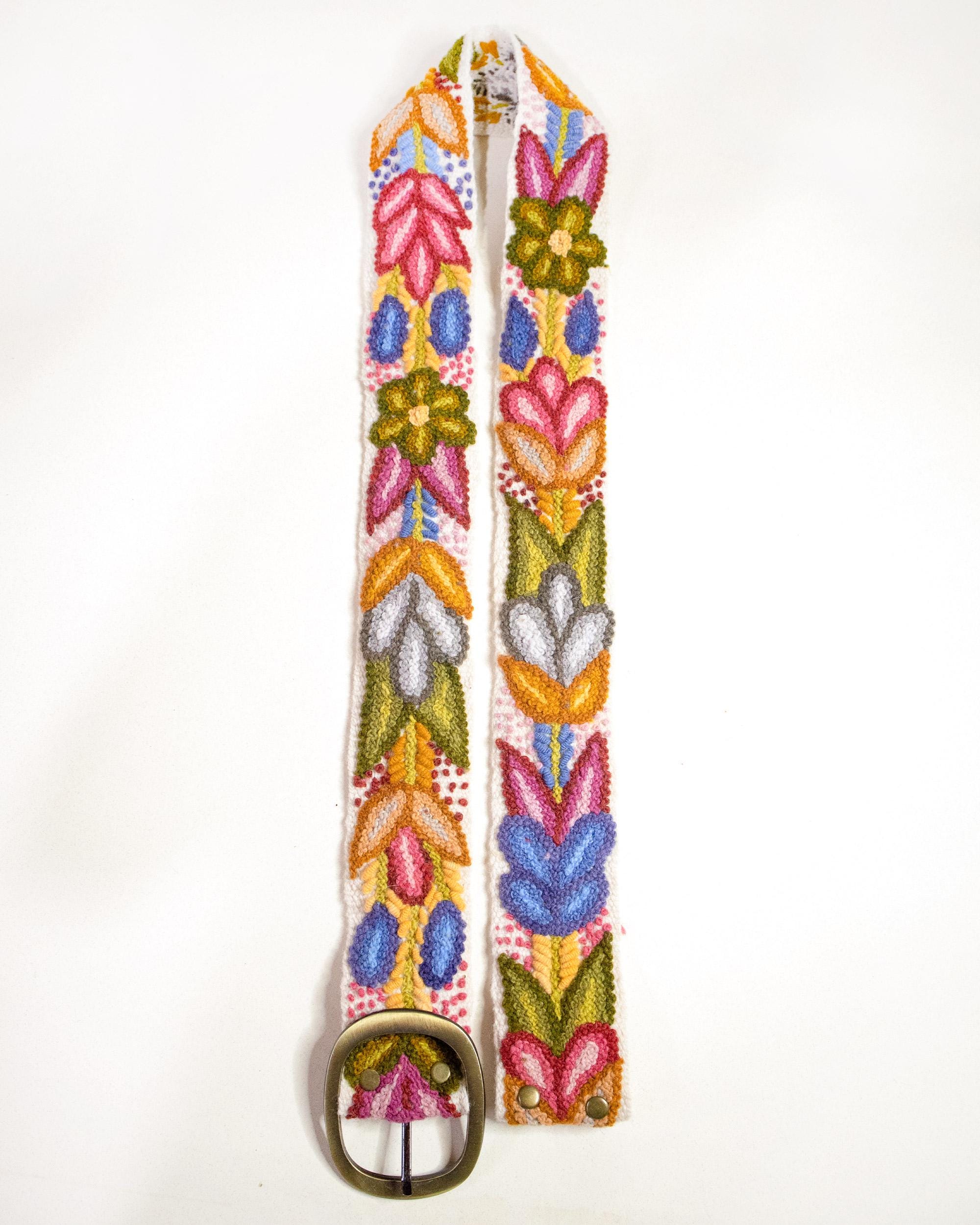 Peruvian Embroidered Belt, Organic Floral Woven Belts  display picture 2