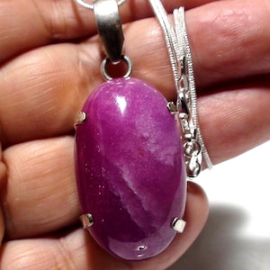 90.30 carat Natural  Cherry pink Ruby 925 Sterling Silver Necklace, Pendant. 18''