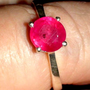 Natural Pinkish-Red Ruby Ring, Sterling Silver, Size 8.5