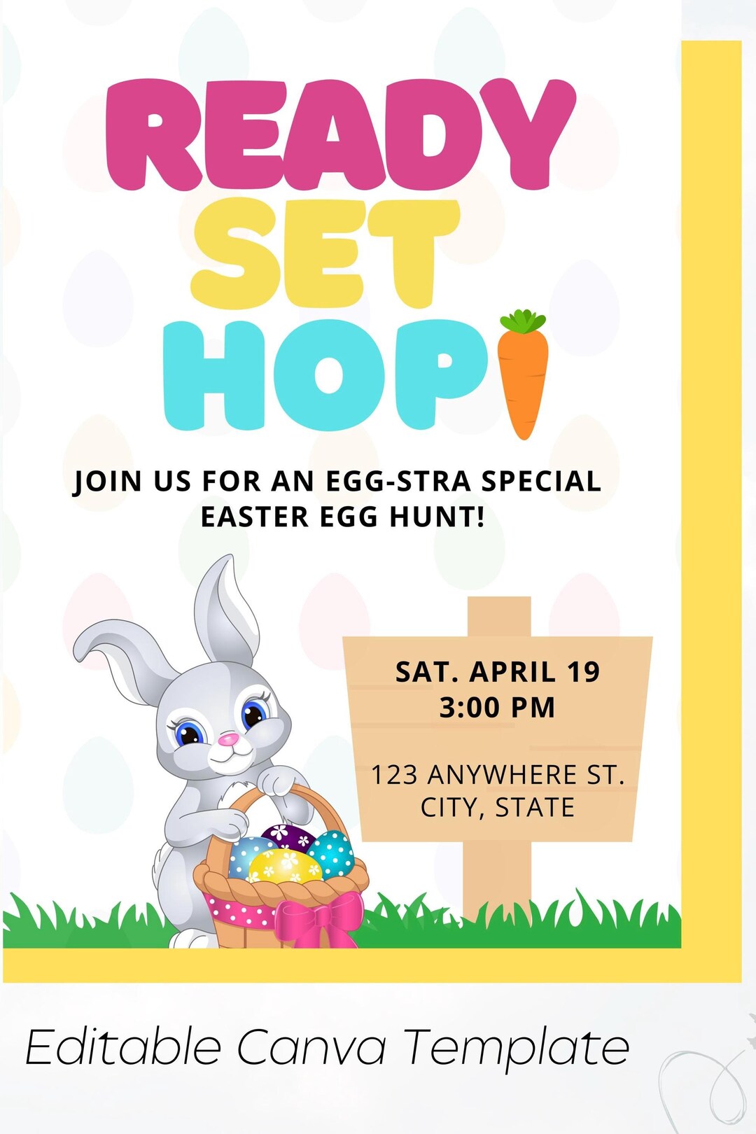 Ready Set Hop Easter Egg Hunt Invitation | Editable Digital Download ...