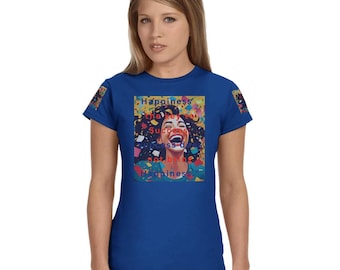 Camiseta con cita inspiradora para mujer: camiseta clásica de cuello redondo / Gildan® 64000L