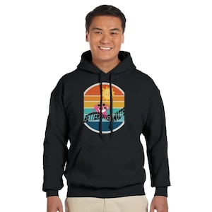 Sunset Vibes Unisex Pullover Hoodie - Soft Retro Graphic Beach Hoodie for Teens & Surfers