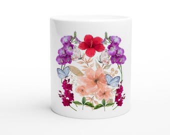 Floral Butterfly Ceramic Mug: Stylish Coffee Cup (11oz)