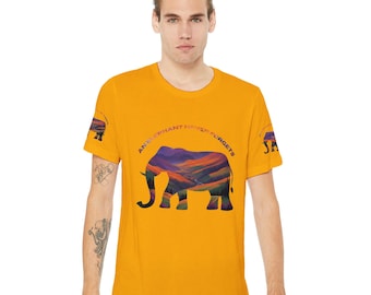 Maglietta con grafica colorata di elefante / T-shirt girocollo unisex