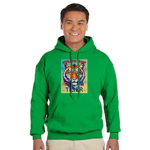 Levendige tijgerhoodie | Uniseks wild-grafisch sweatshirt | Cadeau voor dierenliefhebbers