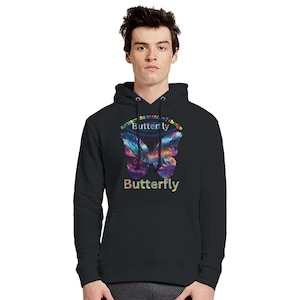 Colorful Butterfly Hoodie - Cozy Women&#39;s Pullover - Cute Graphic Sweatshirt - Gift for Butterfly Lovers - Aesthetic Nature Wear
