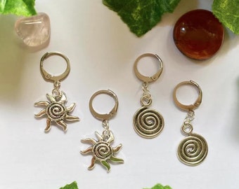 Spiral/Sun Swirl Silver Drop Earrings Cute Gift