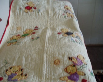 1950 s Jack and Jill Teddy Bears Quilt/Wall Hanging