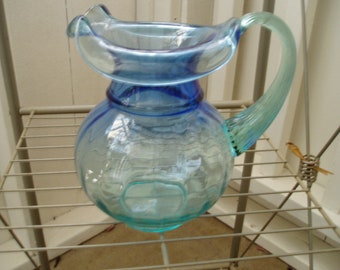 FENTON Blue/Green Glass Cream Pitcher