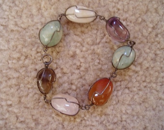 Vintage Wire Wrapped Gem steen armband