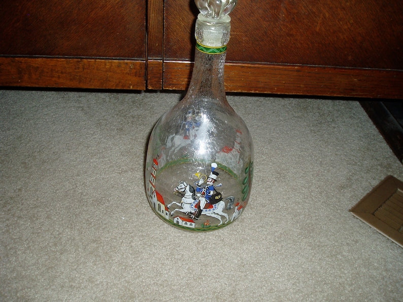 Tall Glass Decanter with Scenes all around. image 1