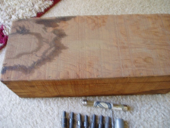Old Wooden Handmade Box With Craftsman Tool Bits And Extrassale Sewing Fiber Tool Boxes Lifepharmafze Com