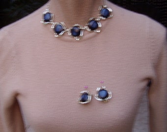 Classy Silver and Black Choker and Matching Earrings