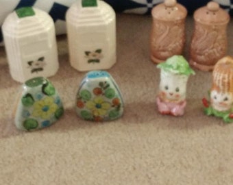 Four Sets of Vintage Salt and Pepper Shakers with Cork Stoppers