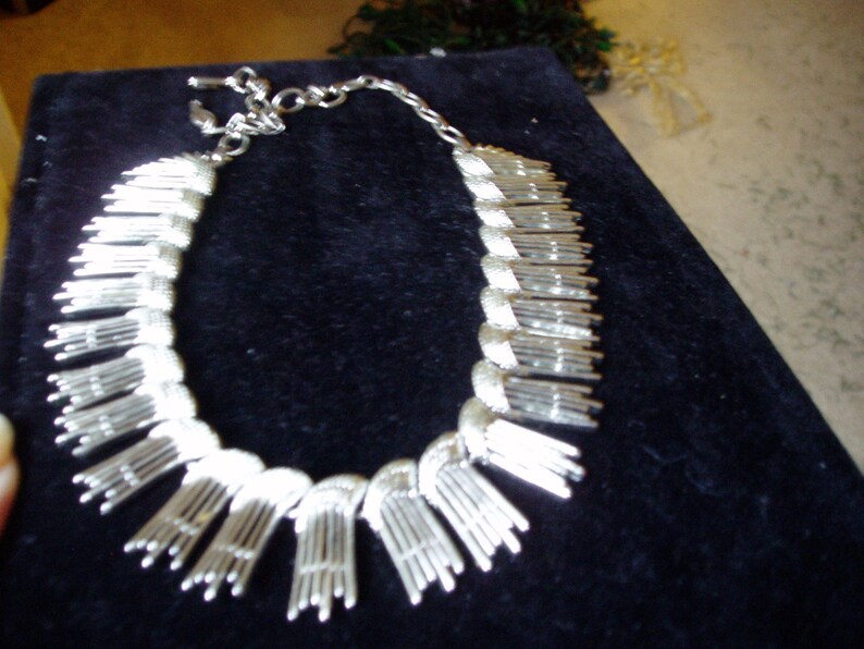 Classy and Elegant Sarah Coventry 1950s Silver Mod Style Choker image 1