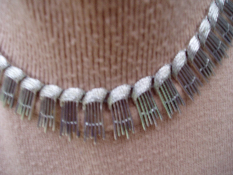 Classy and Elegant Sarah Coventry 1950s Silver Mod Style Choker image 2