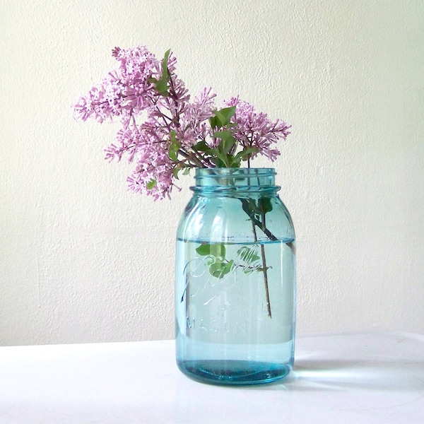 Blue Mason Jar by Ball, quart size, wedding decor