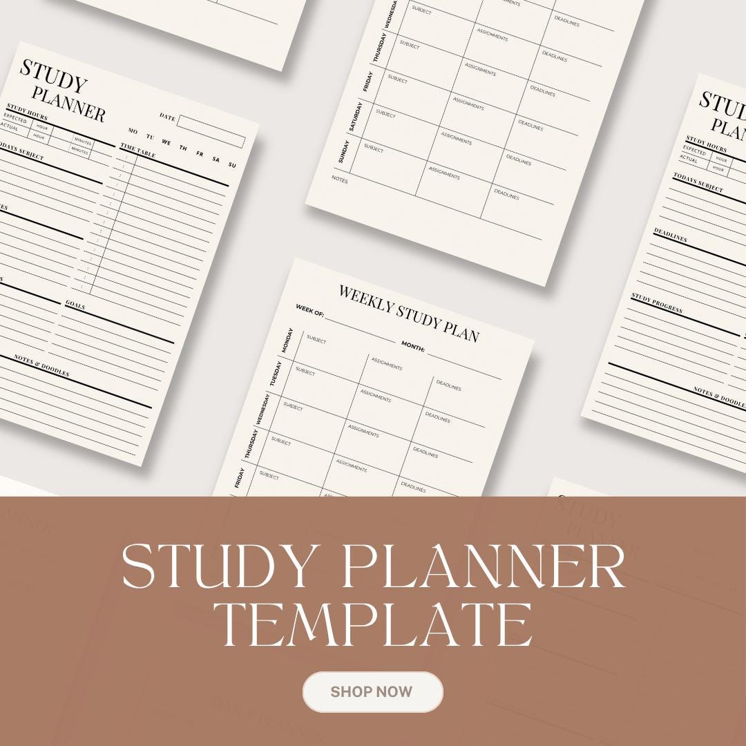 Weekly Study Plan Template | Study Schedule Printable | 2 Styles, 4 ...