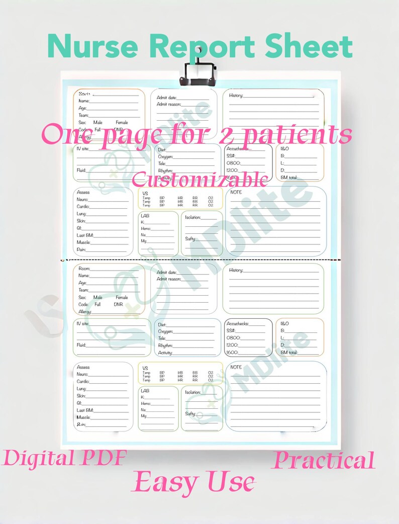 TELE and Med/surg Nurse Report Sheet Digital Easy Use - Etsy